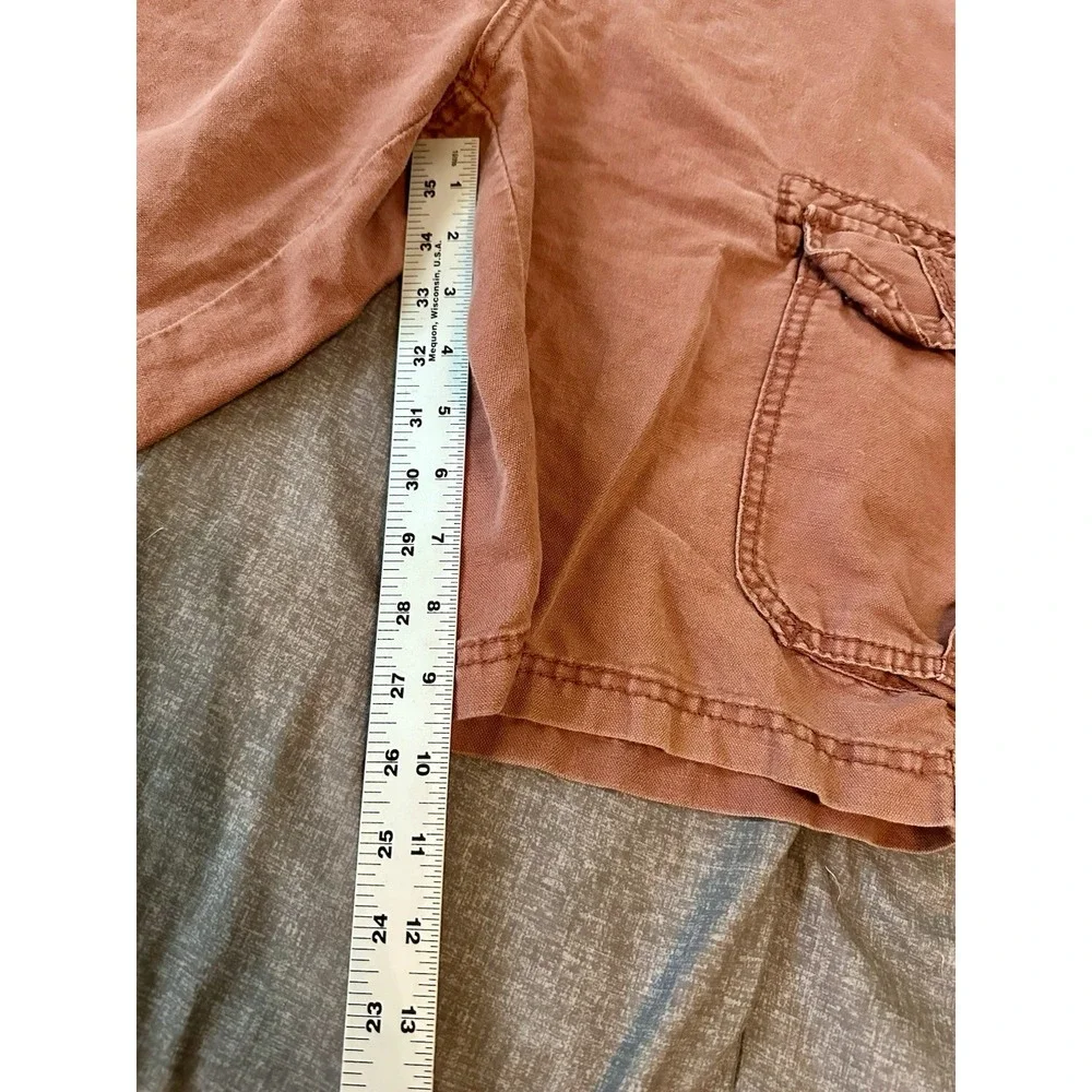 Union Linen Blend Mens Cargo Shorts 32 Orange Brown Utility Casual Gorpcore Prep